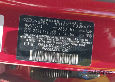 2024 Hyundai Elantra Limited z USA, uszkodzony, nr VIN KMHLP4DG2RU778745